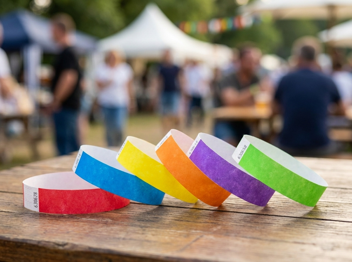 bracelets identification multicolores avec fermetures anti-transfert pour événements multi-jours