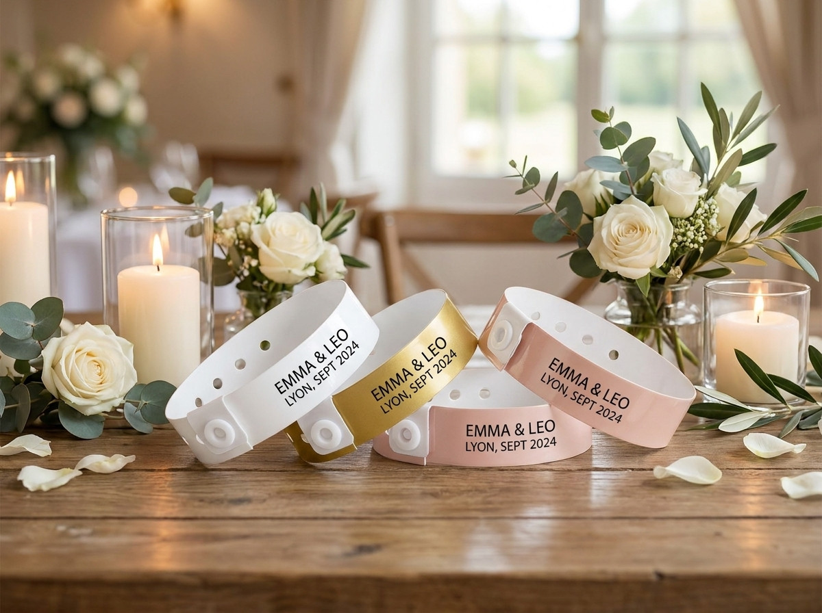 Bracelets mariage personnalisés livrés à Lyon pour une réception élégante