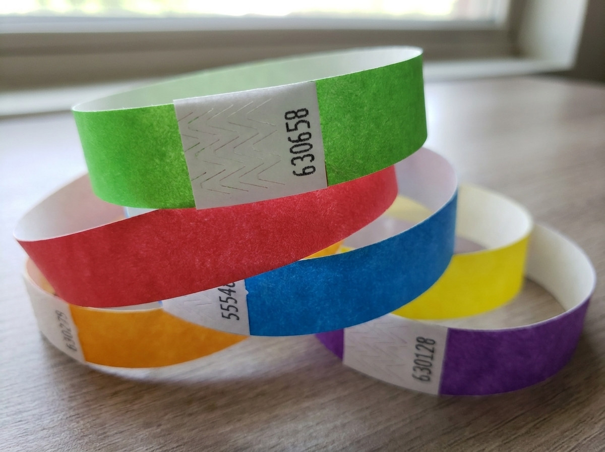 bracelets identification inviolables colorés avec fermeture anti-transfert pour grand événement sécurisé